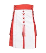 Hybrid Kilt In White & Red