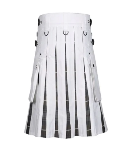 White Cotton Utility Hybrid Kilt