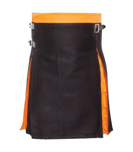 Stylish Black And Orange Hybrid Kilt