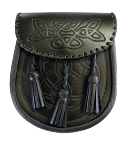 Black Celtic Embossed Leather Sporran