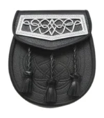 Black Celtic Interweave Plated Leather Sporran