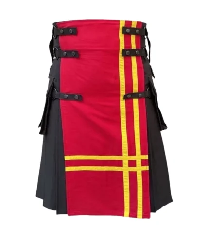 Black Red Fashion Utility Modern Kilt