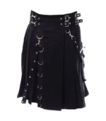 Black Utility Kilt With Silver Rings