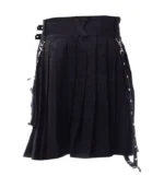 Black Utility Kilt With Silver Rings