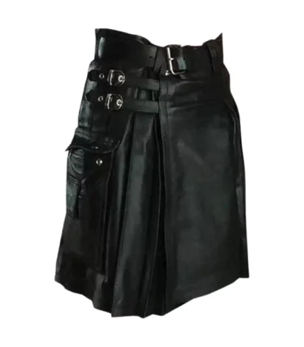 Buy Men Black Leather Kilt