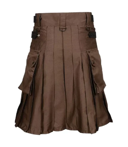 Chocolate Brown Leather Strap Utility Kilt