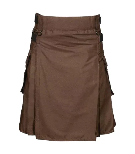 Chocolate Brown Leather Strap Utility Kilt