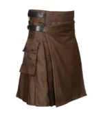 Chocolate Brown Leather Strap Utility Kilt