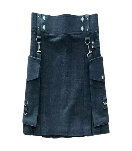 Custom Handmade Black Denim kilt