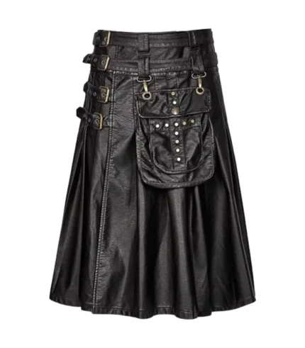 Custom Handmade Black Leather Gothic Kilt