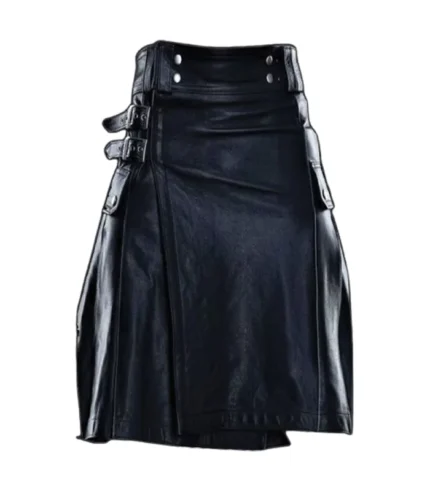 Custom Handmade Black Leather Kilt