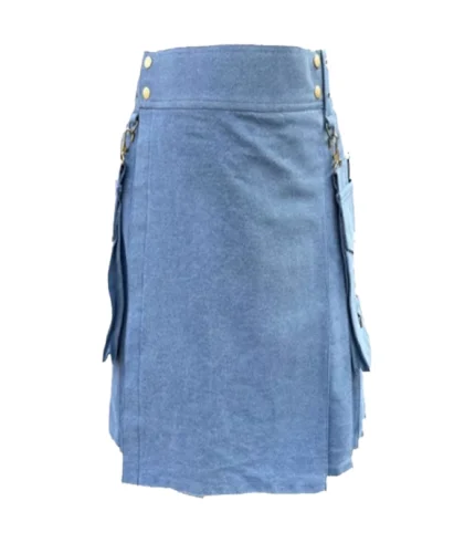 Custom Handmade Blue Denim Kilt