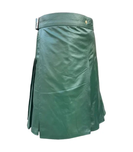 Custom Handmade Green Leather Kilt