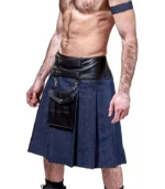 Custom Handmade Leather Denim Kilt