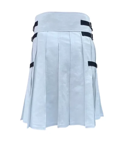 Custom Handmade White Leather Kilt