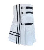 Custom Handmade White Leather Kilt