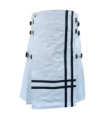 Custom Handmade White Leather Kilt