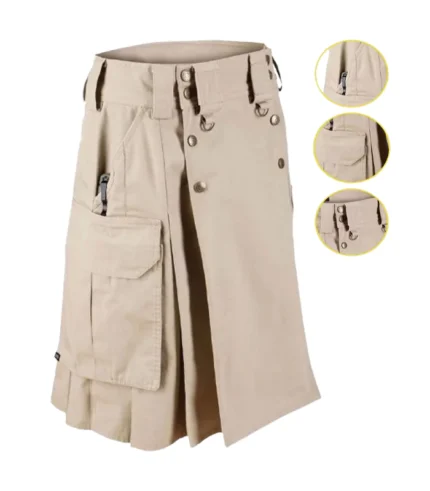 Custom Made Khaki Combat Utility Kilt