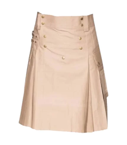 Custom Made Stylish Khaki Utility Kilt