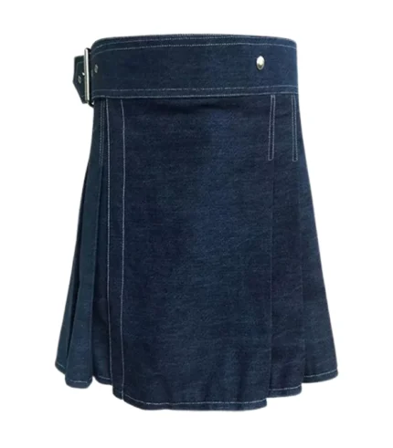 Denim kilt with Side Buckles