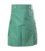 Green Utility Kilt With Cargo Pockets