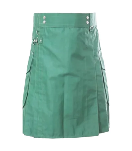 Green Utility Kilt With Cargo Pockets