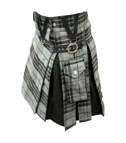 Grey Box Pleated Hybrid Kilt