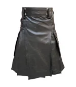 Handmade Black Leather Fashion Kilt