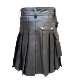 Handmade Black Leather Fashion Kilt