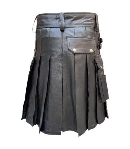 Handmade Black Leather Fashion Kilt