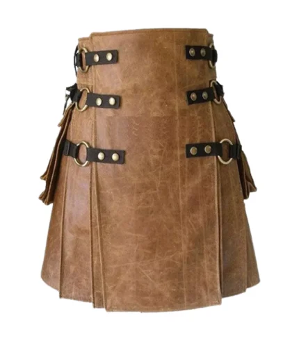 Handmade Brown Leather Kilt