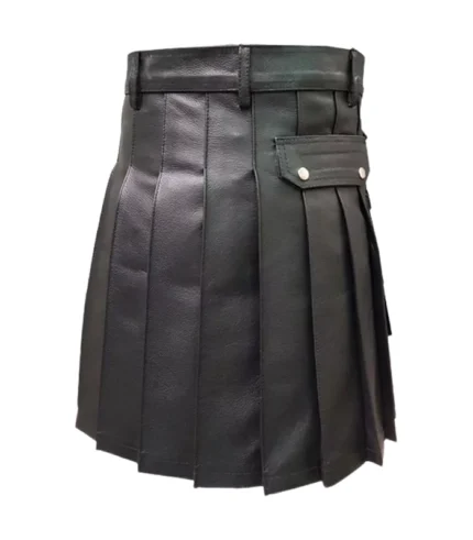 Handmade Genuine Black Leather Kilt