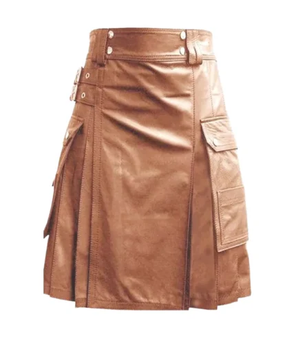 Luxurious Brown Leather Kilt