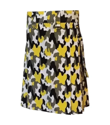 Modern Pattern Camo Utility Kilt with Detachable Pocket