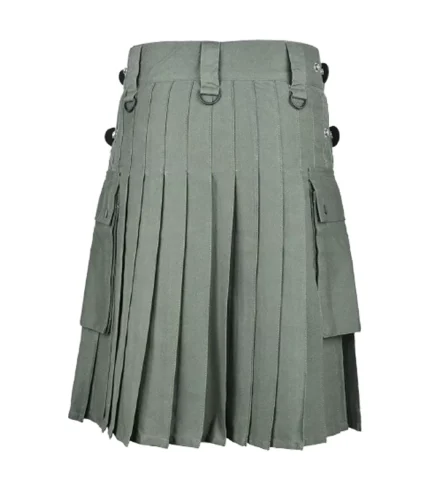 Olive Green Cotton Utility Kilt