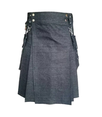 Premium Quality Black Denim Kilt