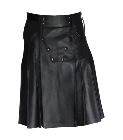 Premium Quality Scottish Black Leather Kilt