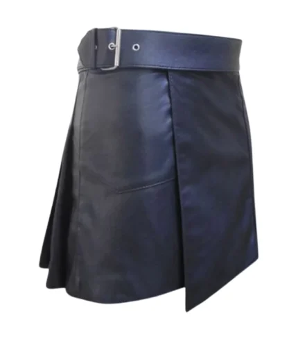 Scottish Black Leather Kilt