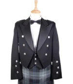 Scottish Black Prince Charlie Jacket with Three Button Vest