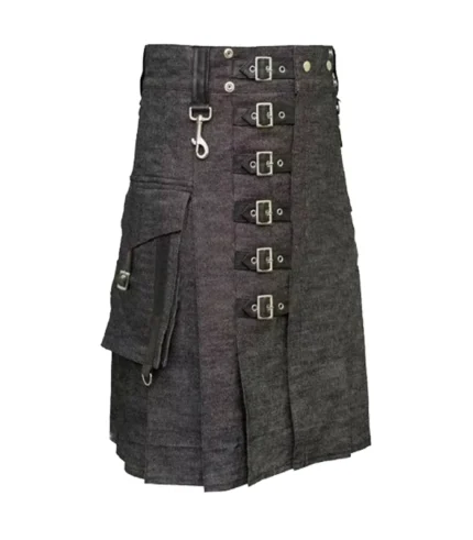 Stylish Denim Kilt With Straps