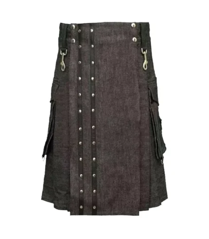 Stylish Denim Kilt With Straps