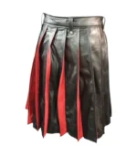 Stylish Pleated Black & Red Leather Kilt