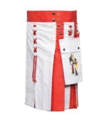 Hybrid Kilt In White & Red