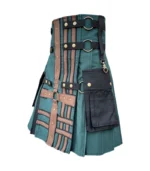 Green Hybrid Kilt With Double Cross Designe