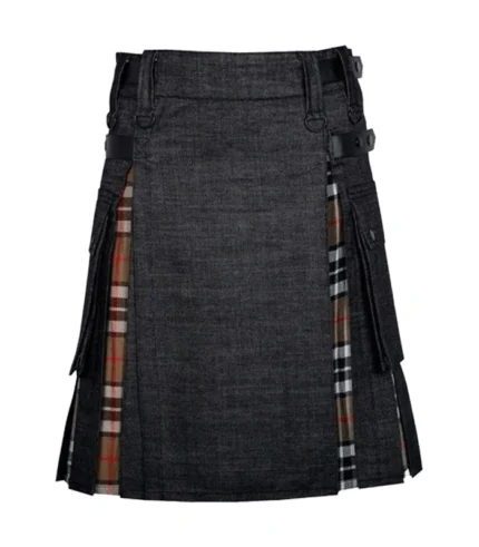 Traditional Scottish Black Hybrid Kilt