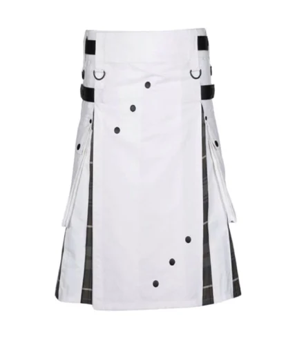 White Cotton Utility Hybrid Kilt