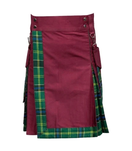 High Quality Burgundy Hybrid Kilt