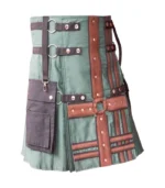 Hunter Green With Brown Medieval Hybrid Kilt