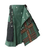 Hunter Green With Brown Medieval Hybrid Kilt