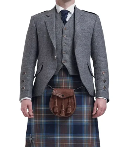 Traditional Scottish Grey Argyle Jacket